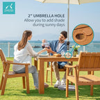 ZHUSI Patio Table and Chairs Set, Outdoor Table and Chairs,HDPE Outdoor Dining Set with Umbrella Hole for Backyard, Poolside, Porch 4 Armchairs