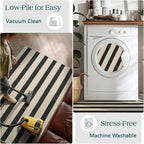 Outdoor Rug in Black and White Stripes, 2 x 3 ft Polyester