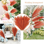 Faux Pampas Grass Stems 8 Pack, 35 Inch Burnt Orange Silk Greenery