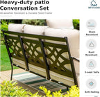 MFSTUDIO 7 Seats Large Metal Patio Conversation Sets, 6 Pieces Outdoor Patio Furniture Sofa with 4 Motion Chairs, 1 Sofa(3-seat) and Table for Outside Balcony Backyard Poolside