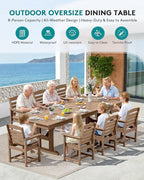SERWALL 9 Piece Outdoor Dining Set, 84" HDPE Outdoor Table and Chairs for 8，All Weather Patio Furniture Set with Umbrella Hole for Backyard, Garden, Brown