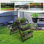 Giantex Vertical Raised Garden Bed, 5 Planter Boxes Container w/Drainage Holes, 31”H Freestanding Heavy-Duty Metal Frame, Indoor Outdoor Raised Bed for Vegetables Herbs Flowers to Grow