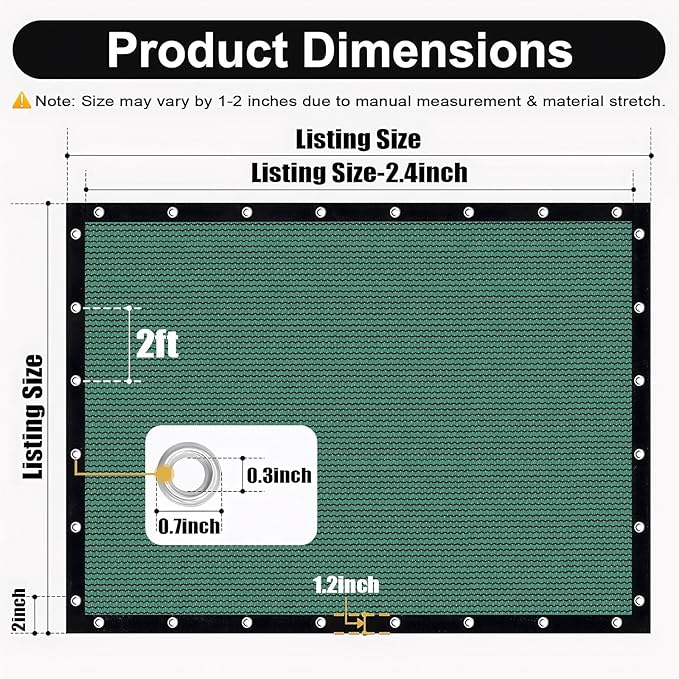 Artpuch 90% Sun Shade Cloth, 12 x 20 FT Pergola Shade Cover Canopy with Grommets, Sun Screen Fabric Tarp for Patio, Outdoor, Garden, Backyard, Green