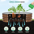 Galvanized Raised Garden Bed - 4×2×1ft (2 Packs) Planter Raised Beds for Gardening | Oval Metal Garden Planter Box with Safety Edging and Gloves for Vegetables Fruits and Flower - Grain