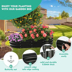 5X2.7X1 FT Oval Galvanized Metal Garden Raised Bed/Plant Box for Planting,32 Inches Diameter Iron Fire Pit Ring,Small Animal Fence-3 in 1 Modular Design in Black (Black, 60X32X11.5 Inches)