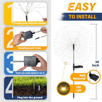 Solar Garden Lights Outdoor Decorative, 2pack 120 LED Firework Lights Waterproof，Solar Fairy Lights for Outside,Garden,Yard, Patio,Pathway,Flowerbed,Party(Multicolor)