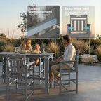 Ciokea Outdoor Bar Height Table Set of 5, 60" Extra Long Rectangle High Top Table and 4 Oversized Adirondack Chairs Set, Heavy-Duty All-Weather HDPE Patio Bar Set for Backyard Balcony Deck, Grey