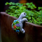 Mini Turtle Statue Miniature Tortoise Figurine Plant Pot Hanger, Realistic Resin Climbing Turtle Ornament Garden Decor for Bonsai Succulents Aquariums, Creative Gift for Plant Parents