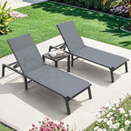 ONBRILL Aluminum Chaise Lounge Chair Outdoor, Foldable & Assembly Free Outdoor Lounge Chair with 5 Position Adjustable Backrest, Patio Pool Lounge Chairs for Outside Poolside Beach Lawn, 1PC, Grey