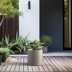 Kante 12.6" Dia Round Concrete Planter, Modern Style Large Cylindrical Plant Pot with Drainage Hole and Rubber Plug for Indoor Outdoor Patio, Weathered Concrete