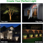 All Night Solar Spot Lights 2500mAh, Adjustable Angle Landscape Lights Waterproof, Separate Panel LED Uplight Dusk to Dawn, 5 Lighting Modes for Plant Flag Sign Bush 6 Pack