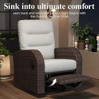 LayinSun Oversized Wicker Outdoor Swivel Glider Recliner with Adjustable Backrest & Footrest, Patio Reclining Lounge Chair