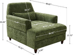 Chaise Lounge Chair Indoor with Adjustable Backrest, Upholstered Mid-Century Reading Chair, Oversized Accent Armchair for Living Room & Bedroom, Comfy Single Sofa Chair, Modern Living Room Chair