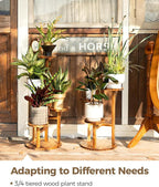 Bamworld Plant Stand Indoor Plant Shelf 4 Tier Wood Plant Stand for Multiple Plants Tall Corner Plant Stands for Outdoor Round Flower Stand Plant Holder for Living Room Patio Garden Balcony Brown