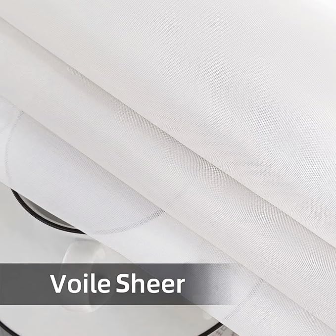 SpaceDresser Waterproof Outdoor Sheer Curtains for Patio - 4 Panels Rod Pocket Indoor Voile Sheer Curtain for Living Room,52W x 96L inch, White