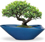 Planter Pot 18 Inch Blue Ceramic with Drainage Hole for Bonsai and Succulents