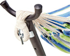 Amazon Basics Double Hammock with 9-Foot Space Saving Steel Stand and Carrying Case, 2 Person, 450 lb Capacity, Cotton Polyester, Oasis Stripe, 110" x 47" x 43"