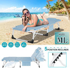 ABORON 3 in 1 Sun Tanning Chair, Heavy Duty Folding Chaise Lounge Chairs, Oversized with Mat/Pillow/Face Arm Hole, for Beach Pool Lawn Yard Patio