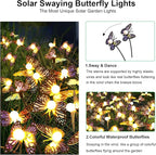 Solar Garden Butterfly Lights, 4 Pack 32 LED Solar Swaying Lights, Swaying in The Wind, Waterproof Firefly Light Outdoor Fairy Light for Garden Patio Yard Pathway Flower Bed Decoration