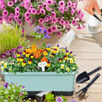 Window Box Planter 6 Pcs, 18 Inches Rectangle Flower Pots with Drainage Holes and Trays, Vegetable Planters for Windowsill Patio Garden Balcony Home Porch Yard Indoor Outdoor (Green, 18*10*6 inch)