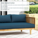 Merax Solid Acacia Wood Couch Chaise Lounge Chair Indoor, 3 Seater Daybed Sofa Couches with Cushions & Pillow, Heavy Frame Day Bed for Living Room, Office, Outdoor, Balcony, Patio, Water Resistant