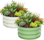 Galvanized Raised Garden Bed 2pcs 2x2x1 FT, Round Metal Raised Garden Bed Outdoor Planter Box with Open Bottom, Rust-Resistant Steel Garden Bed for Vegetables Herbs Flowers, Easy Assembly