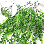 Waipfaru 4Pcs Fake Ferns Fake Hanging Plants Artificial Ferns for Outdoors，UV Resistant Plastic Fake Plants for Indoor Wall Porch Wedding Party Holiday Decor