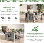 IDEALHOUSE Wicker Outdoor Recliner Reclining Patio Chairs with Adjustable Back & Footrest 150° Lay-Flat Reclining with Air Pump Rattan Flip-Up Side Table Outdoor Lounge Chairs for Pool Deck Balcony