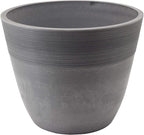 PSW Pot Collection 16-inch Plastic/Stone/Wood Composite Large Ribbed Planter – No Drainage Hole (Drillable), Indoor/Outer Garden Pot for Foliage, Trees, Flowers, Ferns, Cement Gray