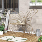50 Inches Outdoor Bench, Garden Bench with Sturdy Iron Metal Frame, Pretty Butterfly Bench Front Porch Bench for Porch,Lawn,Garden,Yard