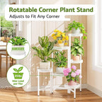 6 Tier Metal Plant Stand, 6 Potted Multiple Flower Pot Holder Shelf, Indoor&Outdoor Folding Planter Display Shelves for Patio Garden, Living Room, Corner Balcony, Bedroom - WhiteWave