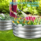 Durable Round Galvanized Steel Raised Garden Bed for Planting,Round Galvanized Steel Fire Ring/Fir Pit 36-Inch for Outdoor- 3×3×1FT,0.8MM Thick (36 ins Diameter x 12 ins high, Silver)