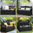Greesum 80 Gallon Outdoor Storage Bench, Weather-Resistant Deck Box, Patio Furniture Bench for Backyard, Garden, Porch, Large Capacity Seat for Pillows Cushions Patio Accessories, Dark Black