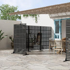 Casaphoria Metal Privacy Screen Outdoor, 72" H x 47" W Freestanding Decorative Privacy Screen for Patio Deck Balcony Garden with Stable Base, Black Adrian