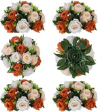 Artificial Flowers Terracotta Silk Rose Balls for Centerpieces, 3-in-1