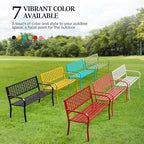 VINGLI 50" Outdoor Bench Metal with Floral Back, Garden Bench Front Porch Bench for Yard Patio Entryway Park Outside, 800lb Capacity - Pink