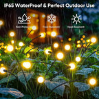 Outdoor Solar Garden Lights: 4 Pack 32 LED Firefly Solar Powered Lamps - Bright Outside Waterproof Pathway Lighting Modern Yard Patio Decorations - 2025 Gardening Gifts for Women Mom Friends