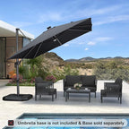 PURPLE LEAF 10 Feet Patio Umbrella Outdoor Cantilever Solar Powered LED Square Umbrella Aluminum Offset Umbrella with 360-degree Rotation for Garden Deck Pool Patio, Grey