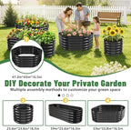 Hexagon Raised Garden Bed, 48 Inch Diagonal & 16.5 Inch Tall, Galvanized Steel Planter Box with Wave-Shaped Metal Panels for Outdoor Flower,Tree,Herb & Vegetable Garden (Black, 4FT X 1.5FT)