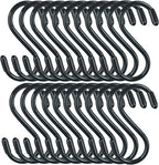 30 Pack Vinyl Coated Heavy Duty S Hooks for Hanging Plants, Clothes, Non Slip Steel Metal Black Rubber Coated Closet S Hooks for Hanging Jeans, Jewelry, Pot, Pan