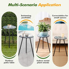 1 Pack Metal Outdoor Side Table Small Outside Round End Table for Patio Modern Accent Garden Corner Table for Small Spaces, Balcony, Porch, Weather-Resistant, Plant Stand Indoor, Round Mosaic