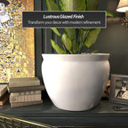 Red Lantern Large 22" White Porcelain Fishbowl Planter