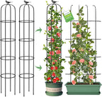 Tower Obelisk Garden Trellis for Climbing Plant，6.2FT/74.4" Rustproof Metal Potted Plant Climbing Support for Indoor Outdoor Flowers Vegetable Fruits Vines Support (2Pcs)