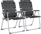VINGLI Aluminum Oversize Patio Lawn Chairs Folding Set of 2 with Detachable Cup Holder, Webbed Beach Chair Folding Chair Outdoor Portable Camping Chair for Yard, Garden