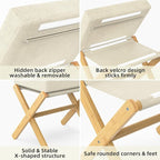 Foldable Foot Stool Ottoman, Modern Foot Rest with Bamboo X Legs & Thick Foam Cushion, Folding Foot Stools Small Padded for Bedroom Living Room, Footstool for Chair Couch (Natural - Beige)
