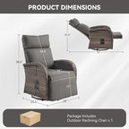 Zero Gravity Patio Swivel Rocking Recliner Chair - Wicker Outdoor Lounge Chair with Adjustable Backrest & Footrest, All Weather Reclining Rocker Chairs with Thick Cushion for Pool Deck Gray