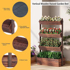 Vertical Wooden Raised Garden Bed Planters Wood Planter Kit Plant Stand Flower Rack Planter Box Gardening Plants Herbs Flowers Vegetables Outdoor Indoor Freestanding (Carbonized 4-Tier)