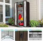 AECOJOY Outdoor Storage Cabinet Waterproof with Adjustable Shelves, Vertical Tall Garden Outdoor Cabinet, Sheds & Outdoor Storage Clearance Cabinet Weatherproof for Outside in Brown