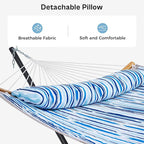 SUPERJARE Hammock with Stand, 2 Person Heavy Duty Hammock Frame, Detachable Pillow & Strong Curved-Bar & Portable Carrying Bag, Perfect for Outdoor & Indoor - Graffiti Blue