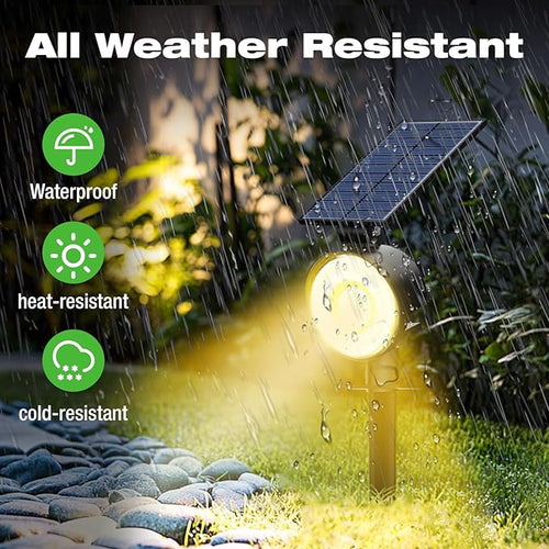 1 Pack Solar Spot Lights Outdoor Waterproof with 3 Modes – Warm White